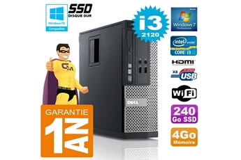 PC De Bureau Dell PC Dell 390 Sff Core I3-2120 Ram 4Go Disque 240 Go SSD Graveur Dvd WiFi W7
