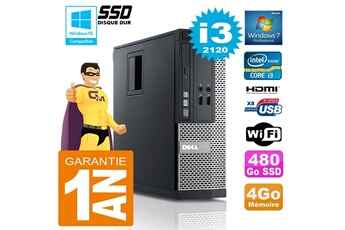 PC De Bureau Dell PC Dell 390 Sff Core I3-2120 Ram 4Go Disque 480 Go SSD Graveur Dvd WiFi W7