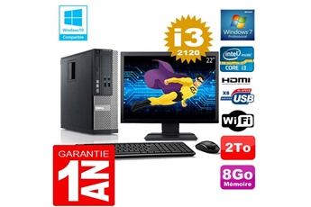 Pc De Bureau Dell Pc Dell 390 Sff Core I3-2120 Ram 8Go Disque 2 To Wifi W7 Ecran 22"