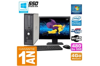 Ensemble Pc Avec Écran Dell Pc Dell 380 Sff Intel E5700 Ram 4Go Disque 480 Go Ssd Wifi W7 Ecran 19"