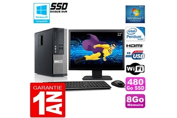 PC De Bureau Dell PC Dell 390 Sff Intel G630 Ram 8Go Disque 480 Go SSD WiFi W7 Ecran 22"