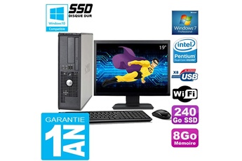 Ensemble Pc Avec Écran Dell Pc Dell 380 Sff Intel E5700 Ram 8Go Disque 240 Go Ssd Wifi W7 Ecran 19"