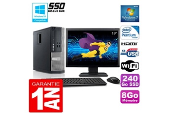 PC De Bureau Dell PC Dell 390 Sff Intel G630 Ram 8Go Disque 240 Go SSD WiFi W7 Ecran 19"