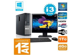 PC De Bureau Dell PC Dell 390 Sff Core I3-2120 Ram 4Go Disque 1 To WiFi W7 Ecran 22"
