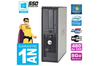 Unité Centrale Dell Pc Dell 380 Sff Intel E5700 Ram 8Go Disque 480 Go Ssd Graveur Dvd Wifi W7