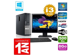 PC De Bureau Dell PC Dell 390 Sff Core I3-2120 Ram 8Go Disque 500 Go WiFi W7 Ecran 22"