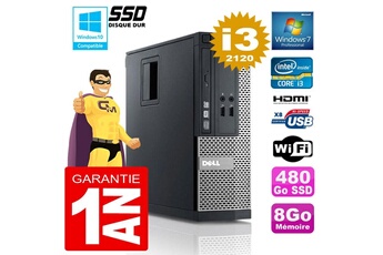 PC De Bureau Dell PC Dell 390 Sff Core I3-2120 Ram 8Go Disque 480 Go SSD Graveur Dvd WiFi W7