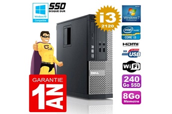 Pc De Bureau Dell Pc Dell 390 Sff Core I3-2120 Ram 8Go Disque 240 Go Ssd Graveur Dvd Wifi W7