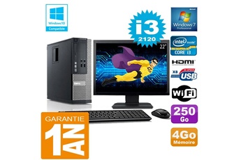 PC De Bureau Dell PC Dell 390 Sff Core I3-2120 Ram 4Go Disque 250 Go WiFi W7 Ecran 22"