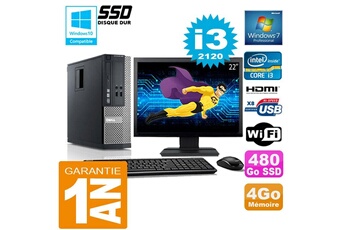 PC De Bureau Dell PC Dell 390 Sff Core I3-2120 Ram 4Go Disque 480 Go SSD WiFi W7 Ecran 22"
