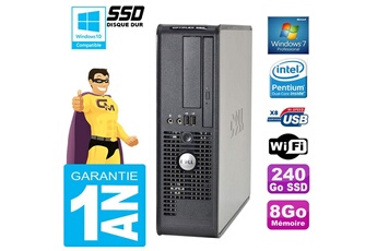 Unité Centrale Dell Pc Dell 380 Sff Intel E5700 Ram 8Go Disque 240 Go Ssd Graveur Dvd Wifi W7