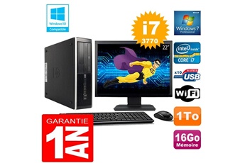 PC De Bureau HP PC HP Compaq 8300 Sff Core i7-3770 Ram 16Go Disque 1 To WiFi W7 Ecran 22"
