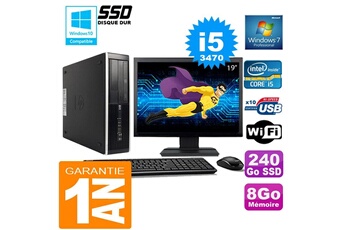 PC De Bureau HP PC HP Compaq 8300 Sff Core i5-3470 Ram 8Go Disque 240 Go SSD WiFi W7 Ecran 19"