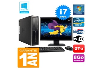 PC De Bureau HP PC HP Compaq 8300 Sff Core i7-3770 Ram 8Go Disque 2 To WiFi W7 Ecran 22"