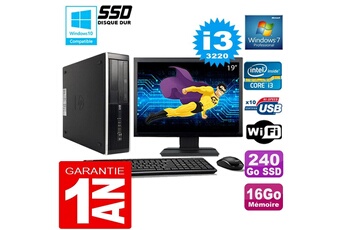 Pc De Bureau Hp Pc Hp Compaq 8300 Sff Core I3-3220 Ram 16Go Disque 240 Go Ssd Wifi W7 Ecran 19"