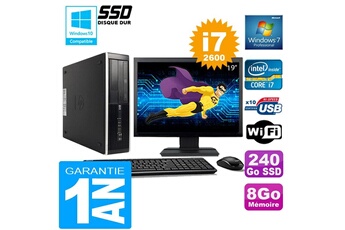 PC De Bureau HP PC HP Compaq 8300 Sff Core i7-2600 Ram 8Go Disque 240 Go SSD WiFi W7 Ecran 19"