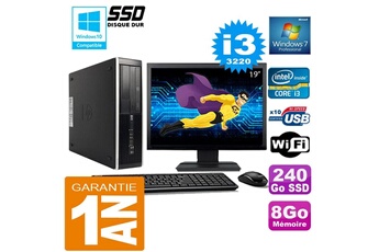 PC De Bureau HP PC HP Compaq 8300 Sff Core I3-3220 Ram 8Go Disque 240 Go SSD WiFi W7 Ecran 19"