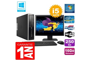PC De Bureau HP PC HP Compaq 8300 Sff Core i5-3470 Ram 16Go Disque 250 Go WiFi W7 Ecran 22"