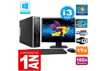 PC De Bureau HP PC HP Compaq 8300 Sff Core I3-3220 Ram 16Go Disque 1 To WiFi W7 Ecran 22"