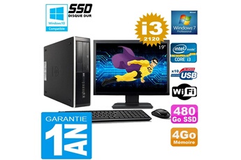 PC De Bureau HP PC HP Compaq 8300 Sff Core I3-2120 Ram 4Go Disque 480 Go SSD WiFi W7 Ecran 19"