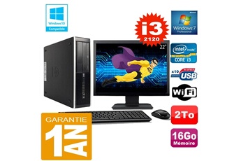 PC De Bureau HP PC HP Compaq 8300 Sff Core I3-2120 Ram 16Go Disque 2 To WiFi W7 Ecran 22"