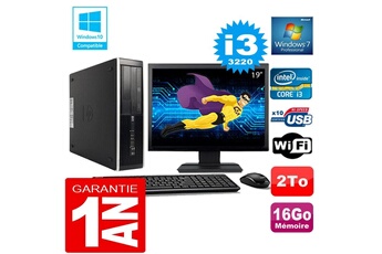 PC De Bureau HP PC HP Compaq 8300 Sff Core I3-3220 Ram 16Go Disque 2 To WiFi W7 Ecran 19"