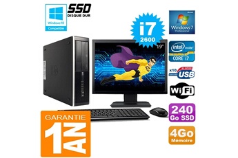 PC De Bureau HP PC HP Compaq 8300 Sff Core i7-2600 Ram 4Go Disque 240 Go SSD WiFi W7 Ecran 19"