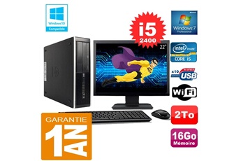 PC De Bureau HP PC HP Compaq 8300 Sff Core i5-2400 Ram 16Go Disque 2 To WiFi W7 Ecran 22"