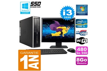 PC De Bureau HP PC HP Compaq 8300 Sff Core I3-3220 Ram 8Go Disque 480 Go SSD WiFi W7 Ecran 19"