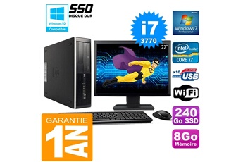 PC De Bureau HP PC HP Compaq 8300 Sff Core i7-3770 Ram 8Go Disque 240 Go SSD WiFi W7 Ecran 22"