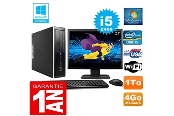 PC De Bureau HP PC HP Compaq 8300 Sff Core i5-2400 Ram 4Go Disque 1 To WiFi W7 Ecran 22"