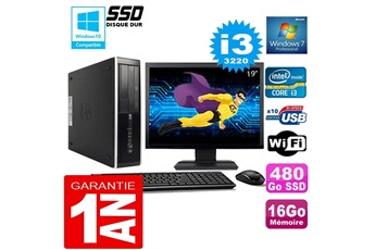 PC De Bureau HP PC HP Compaq 8300 Sff Core I3-3220 Ram 16Go Disque 480 Go SSD WiFi W7 Ecran 19"
