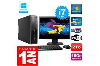 PC De Bureau HP PC HP Compaq 8300 Sff Core i7-2600 Ram 16Go Disque 2 To WiFi W7 Ecran 19"