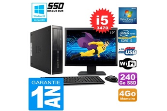 PC De Bureau HP PC HP Compaq 8300 Sff Core i5-3470 Ram 4Go Disque 240 Go SSD WiFi W7 Ecran 19"