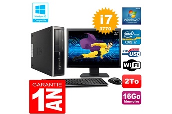 PC De Bureau HP PC HP Compaq 8300 Sff Core i7-3770 Ram 16Go Disque 2 To WiFi W7 Ecran 22"