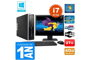PC De Bureau HP PC HP Compaq 8300 Sff Core i7-3770 Ram 4Go Disque 2 To WiFi W7 Ecran 22"