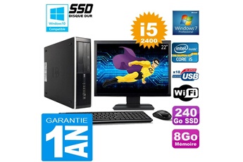 PC De Bureau HP PC HP Compaq 8300 Sff Core i5-2400 Ram 8Go Disque 240 Go SSD WiFi W7 Ecran 22"