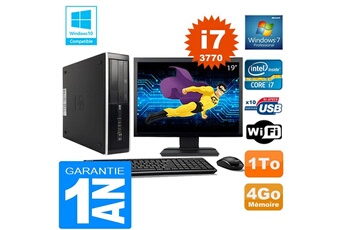 PC De Bureau HP PC HP Compaq 8300 Sff Core i7-3770 Ram 4Go Disque 1 To WiFi W7 Ecran 19"