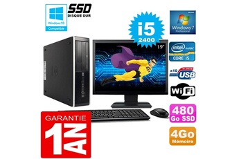 PC De Bureau HP PC HP Compaq 8300 Sff Core i5-2400 Ram 4Go Disque 480 Go SSD WiFi W7 Ecran 19"