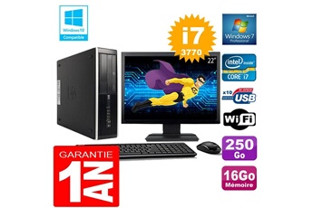 PC De Bureau HP PC HP Compaq 8300 Sff Core i7-3770 Ram 16Go Disque 250 Go WiFi W7 Ecran 22"
