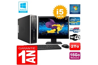 PC De Bureau HP PC HP Compaq 8300 Sff Core i5-3470 Ram 16Go Disque 2 To WiFi W7 Ecran 22"