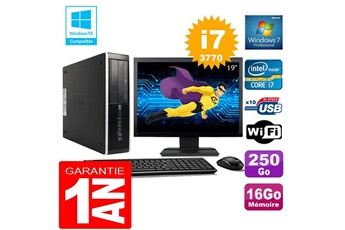 PC De Bureau HP PC HP Compaq 8300 Sff Core i7-3770 Ram 16Go Disque 250 Go WiFi W7 Ecran 19"