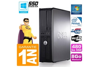 PC De Bureau Dell PC Dell 780 Dt Intel E5300 Ram 8Go Disque 480 Go SSD Graveur Dvd WiFi W7