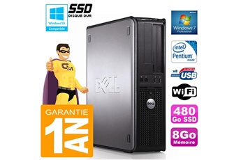 Unité Centrale Dell Pc Dell 380 Dt Intel E5300 Ram 8Go Disque 480 Go Ssd Graveur Dvd Wifi W7