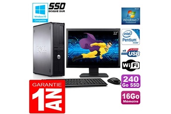 Unité Centrale Dell Pc Dell 780 Dt Intel E5300 Ram 16Go Disque 240 Go Ssd Wifi W7 Ecran 22"