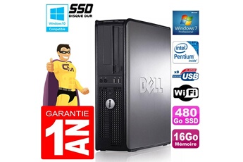 PC De Bureau Dell PC Dell 780 Dt Intel E5300 Ram 16Go Disque 480 Go SSD Graveur Dvd WiFi W7