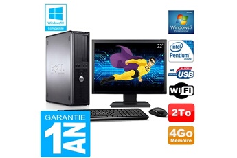 Ensemble Pc Avec Écran Dell Pc Dell 780 Dt Intel E5300 Ram 4Go Disque 2 To Wifi W7 Ecran 22"