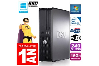 PC De Bureau Dell PC Dell 780 Dt Intel E5300 Ram 16Go Disque 240 Go SSD Graveur Dvd WiFi W7