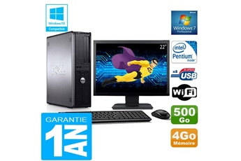Ensemble Pc Avec Écran Dell Pc Dell 780 Dt Intel E5300 Ram 4Go Disque 500 Go Wifi W7 Ecran 22"