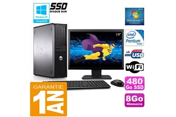 Unité Centrale Dell Pc Dell 380 Dt Intel E5300 Ram 8Go Disque 480 Go Ssd Wifi W7 Ecran 19"